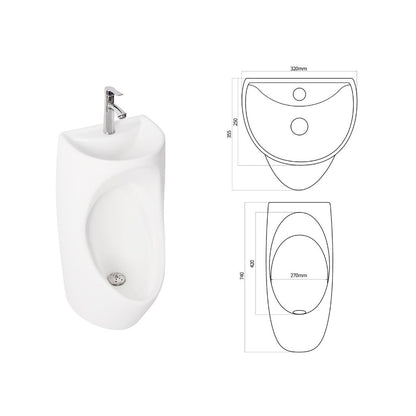 ENCHANTING Urinal Toilet E1366 Complete dengan Keran dan saringan Wastafel Cuci tangan material Ceramic White Bergaransi.