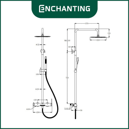 ENCHANTING Shower Tiang Set Kamar Mandi Kran Air Panas Dingin Material Brass Kuningan Brushed Gold RoseGold GunMetal PVD E1790 E1791 E1792 Bergaransi