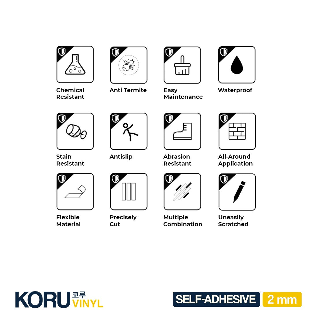 KORU Lantai Vinyl Sticker Premium Motif Batu Korea Parket Stiker (DUS)