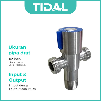 Stop Kran Double Cabang T Keran Angle Valve Tidal TD005