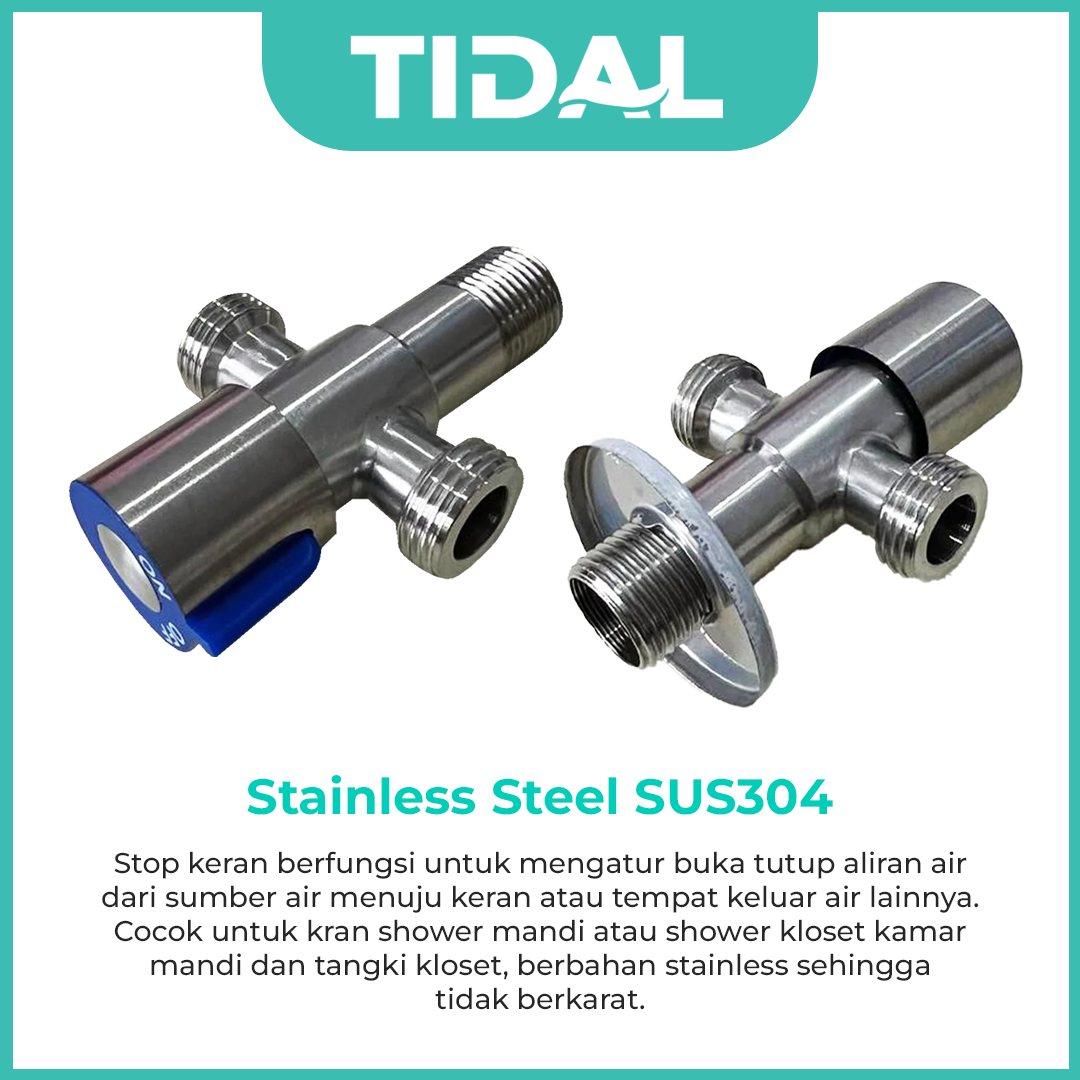 Stop Kran Double Cabang T Keran Angle Valve Tidal TD005