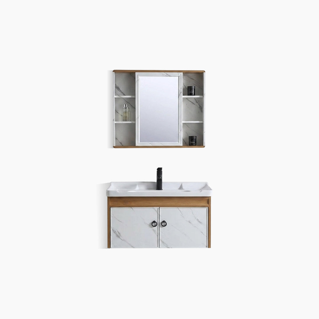 SET Wastafel Kabinet Kamar Mandi Cermin Minimalis Modern Tidal TD067