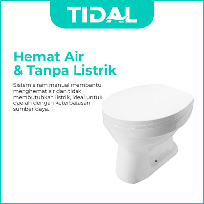 Kloset Siram / Toilet Duduk Manual Tidal TD079 with Cover