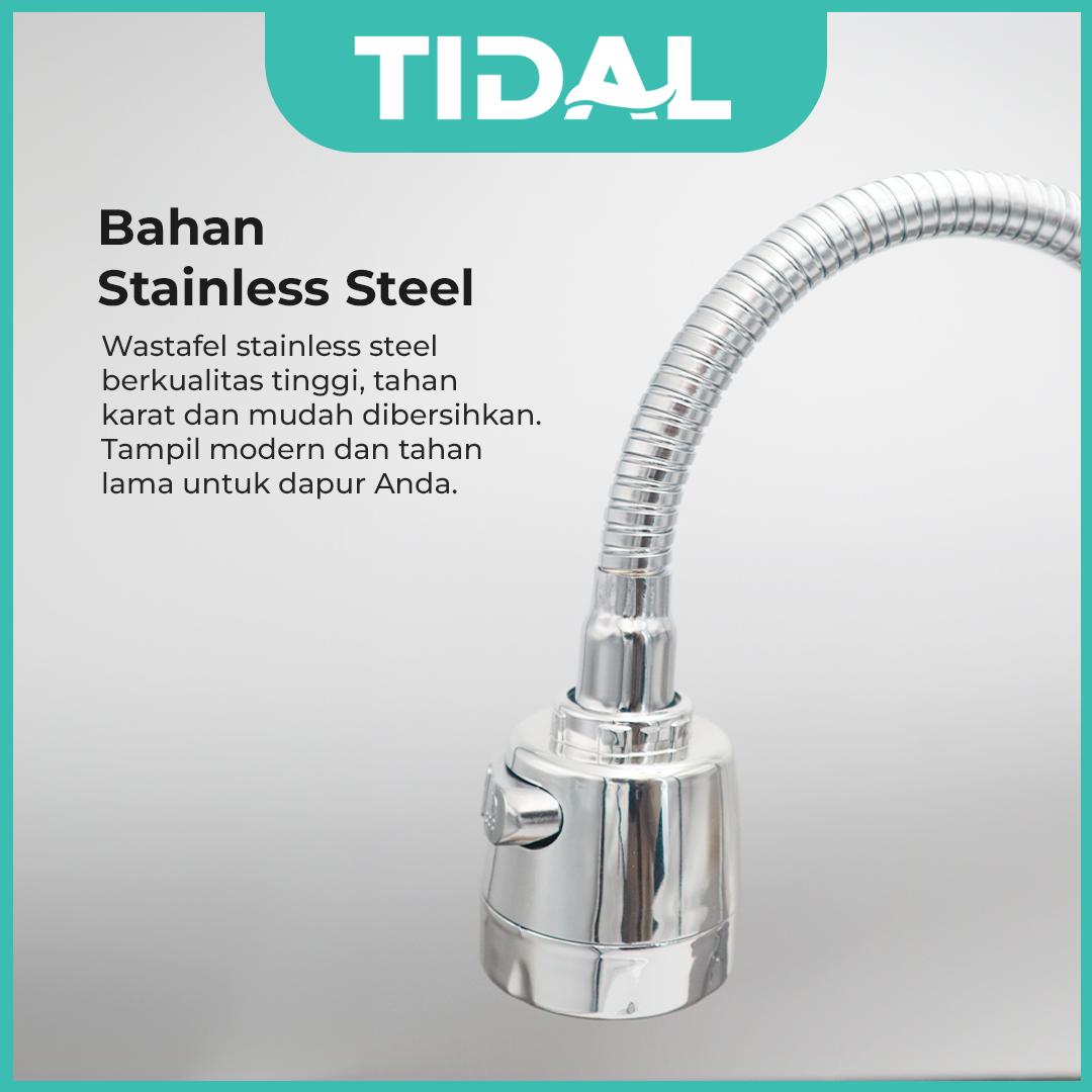 Keran Air Cuci Piring Tanam Dapur Stainless Tidal TD091