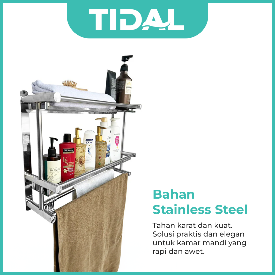 Rak Sabun Handuk Dinding Kamar Mandi Stainless Tidal TD095