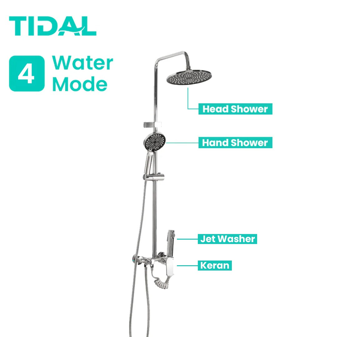 Paket Shower Tiang Set Mandi Lengkap Tidal TD118 Modern Minimalis