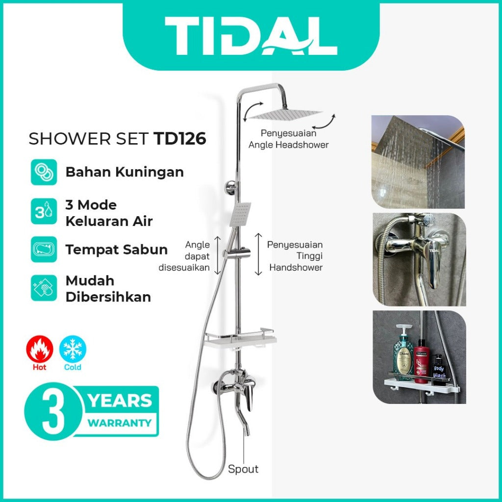 Paket Shower Tiang Set Mandi Lengkap Tidal TD126 & TD189 Modern Minimalis