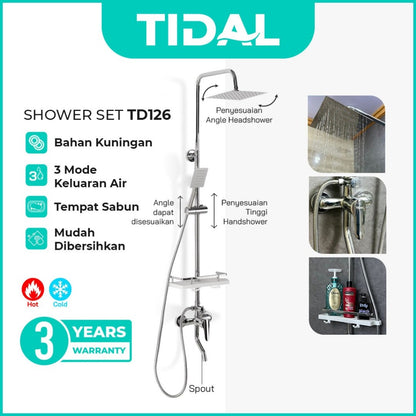 Paket Shower Tiang Set Mandi Lengkap Tidal TD126 & TD189 Modern Minimalis