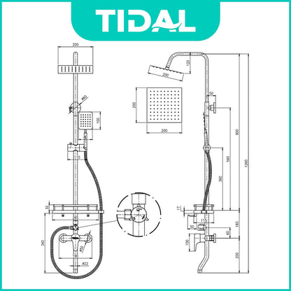 Paket Shower Tiang Set Mandi Lengkap Tidal TD126 Modern Minimalis