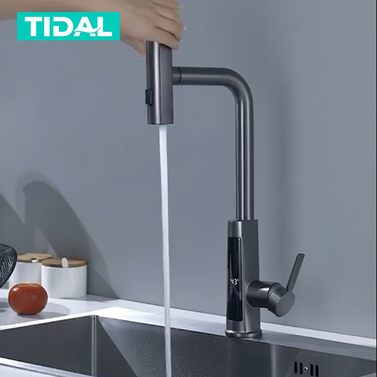 Smart Kitchen Faucet Fleksibel Tidal TD141 LED Temperature