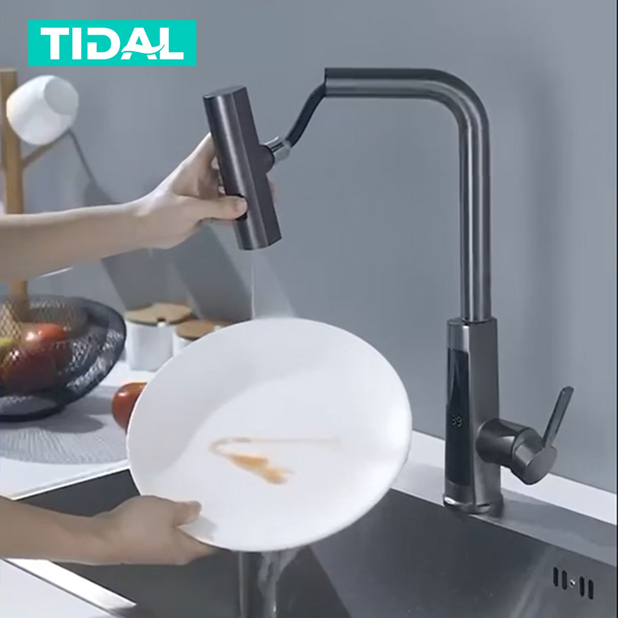 Smart Kitchen Faucet Fleksibel Tidal TD141 LED Temperature