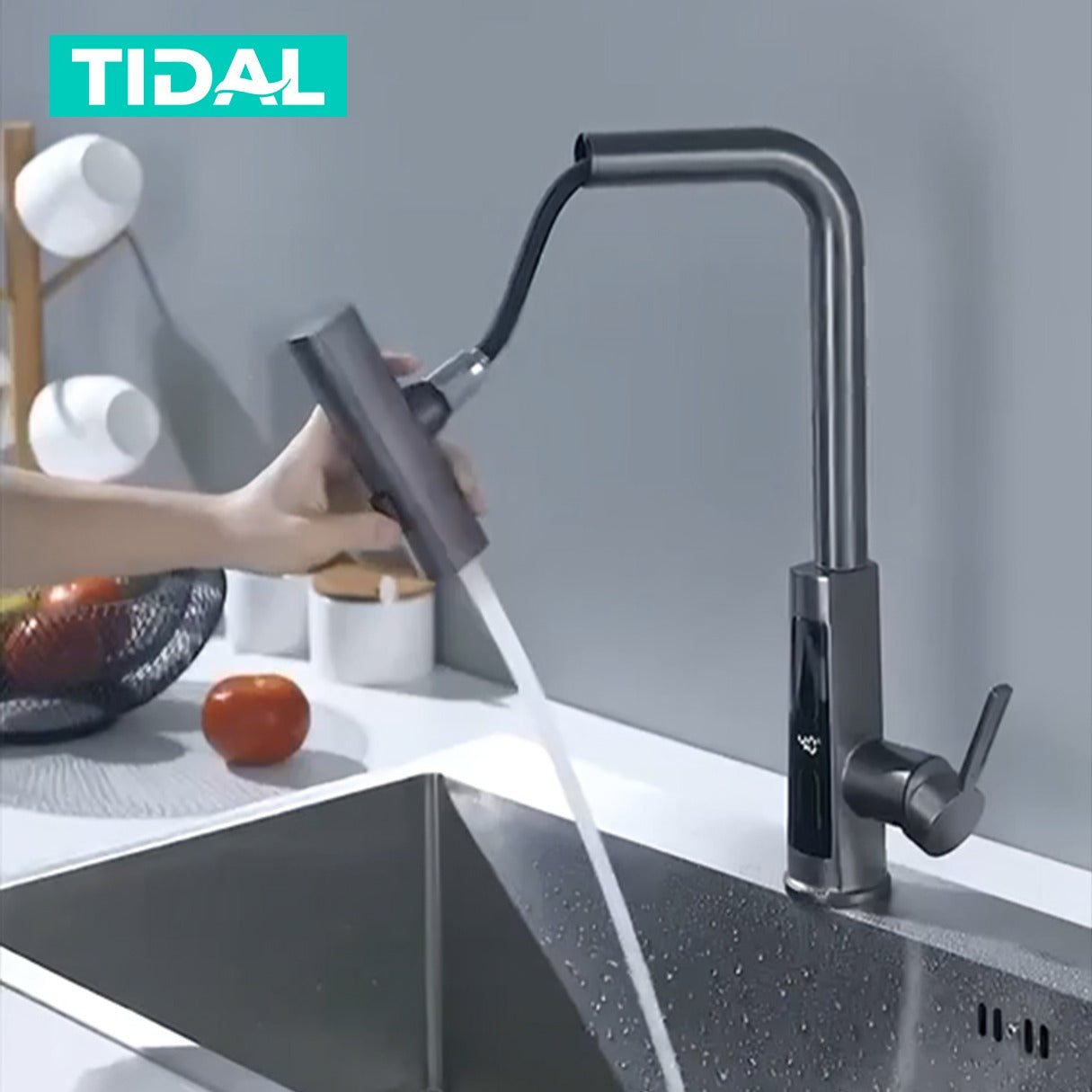 Smart Kitchen Faucet Fleksibel Tidal TD141 LED Temperature