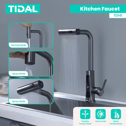 Smart Kitchen Faucet Fleksibel Tidal TD141 LED Temperature