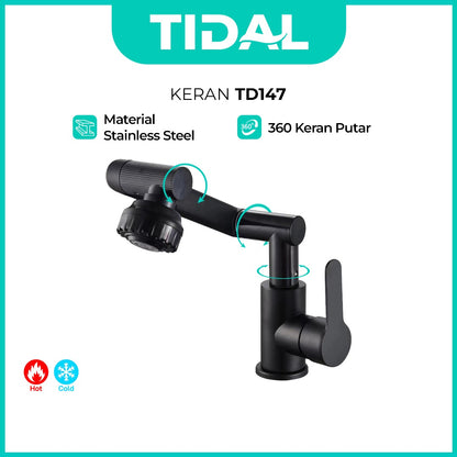 TIDAL Keran Air Wastafel Kamar Mandi 360 Degree Kran Tanam Lipat Panas Dingin All in One TD147