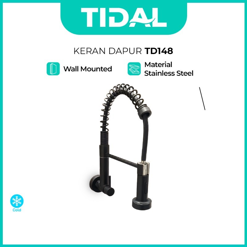 TIDAL Kitchen Faucet / Keran Air Dapur Fleksibel Kran Tembok Dingin Stainless Steel TD148