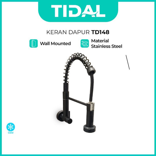 TIDAL Kitchen Faucet / Keran Air Dapur Fleksibel Kran Tembok Dingin Stainless Steel TD148