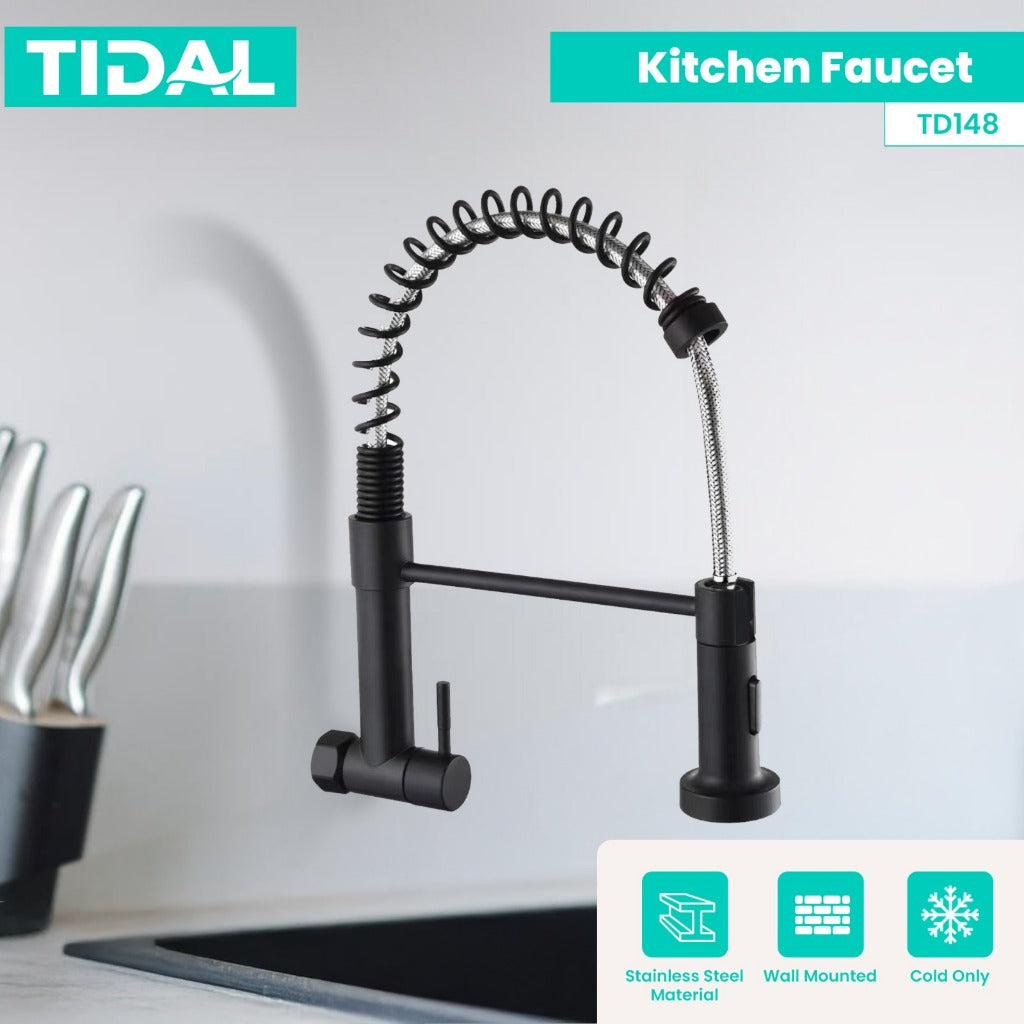 TIDAL Kitchen Faucet / Keran Air Dapur Fleksibel Kran Tembok Dingin Stainless Steel TD148