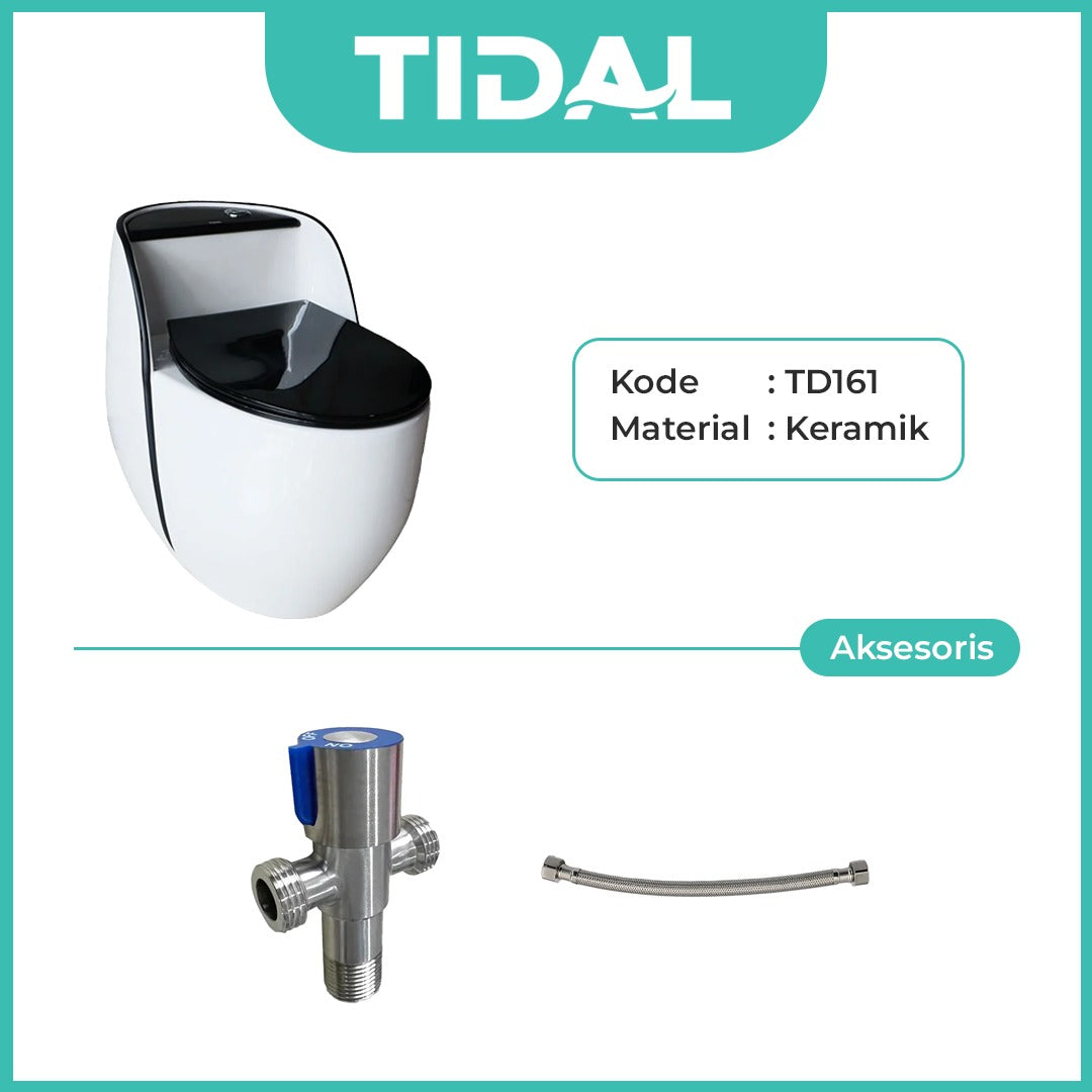 TIDAL Kloset Duduk Minimalis Bahan Keramik  Soft Closed cover Siphonic One Piece Rough in 30 cm TD161