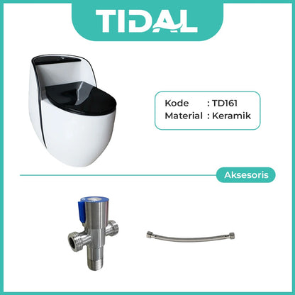 TIDAL Kloset Duduk Minimalis Bahan Keramik  Soft Closed cover Siphonic One Piece Rough in 30 cm TD161