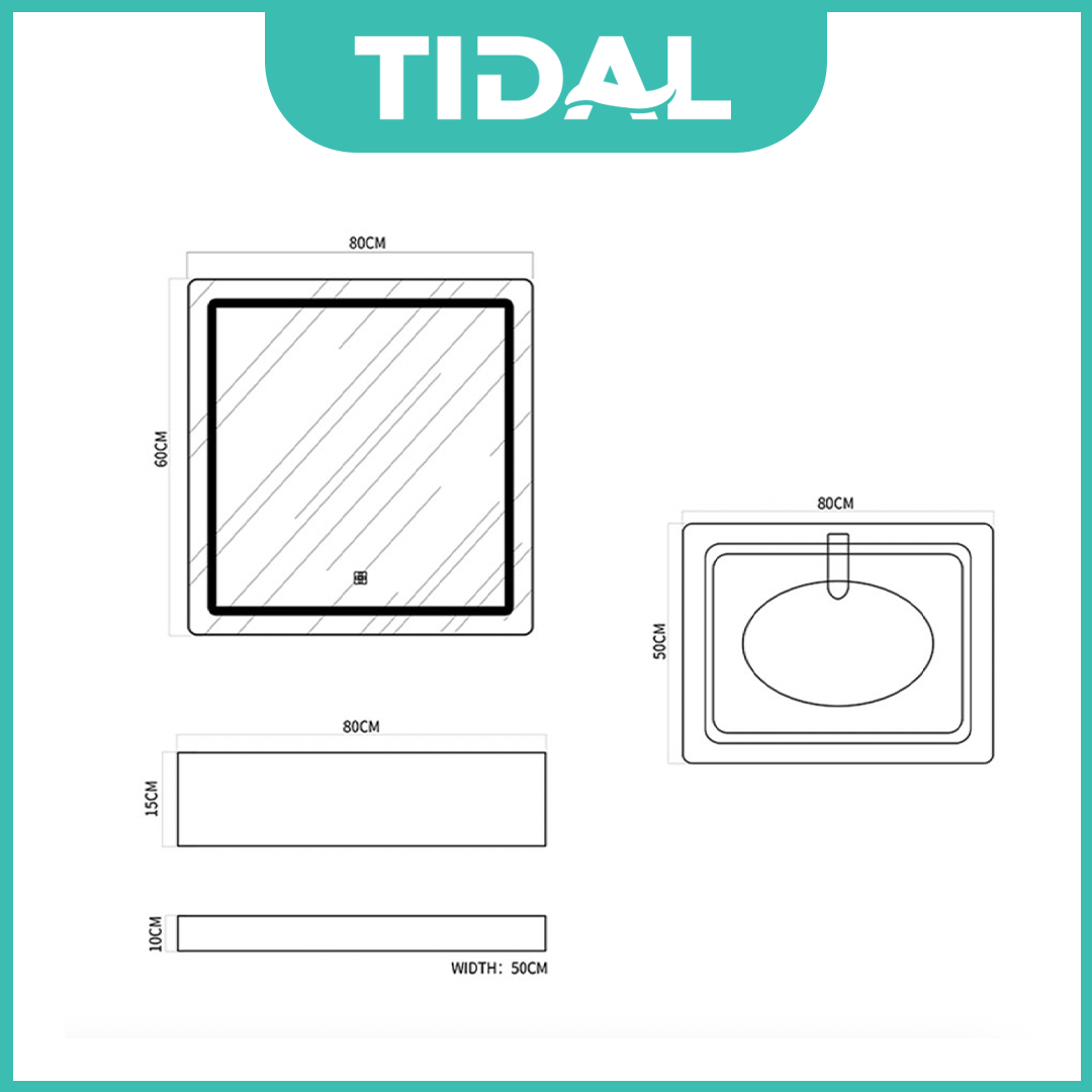 Wastafel Kabinet Minimalis Cermin Kamar Mandi Tidal TD6050