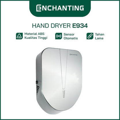 ENCHANTING Automatic Hand Dryer Pengering Tangan Kamar Mandi Sensor otomatis Material ABS Grey Abu-Abu instalasi wall mount - tanam dinding Modern Elegan Europe Enchanting E934