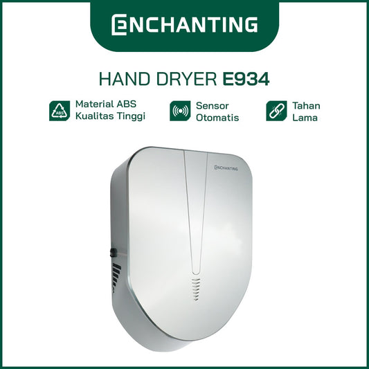 ENCHANTING Automatic Hand Dryer Pengering Tangan Kamar Mandi Sensor otomatis Material ABS Grey Abu-Abu instalasi wall mount - tanam dinding Modern Elegan Europe Enchanting E934
