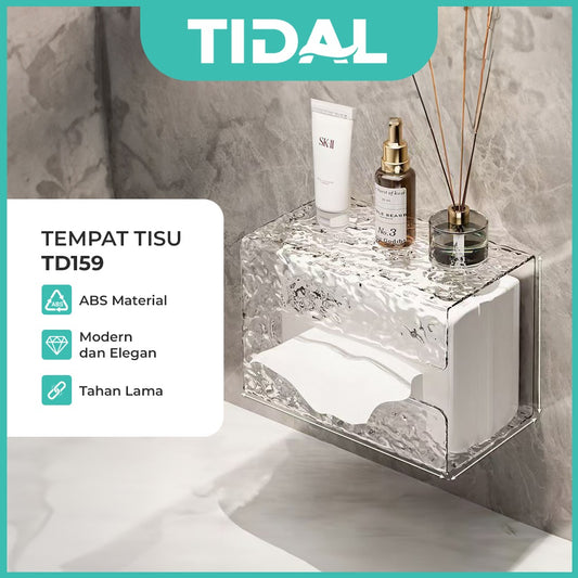 TIDAL Toilet Paper Holder Tempat Tissue Bermotif Glester Material ABS Kualitas Tinggi Menggunakan Perekat Lem Kuat TIDAL TD159