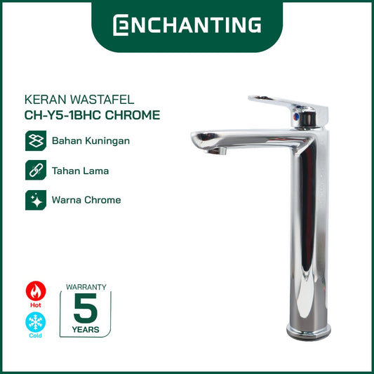 ENCHANTING Keran Air Wastafel Tanam Dingin Kuningan Kran Air Tinggi CH-Y5-1BHC CHROME