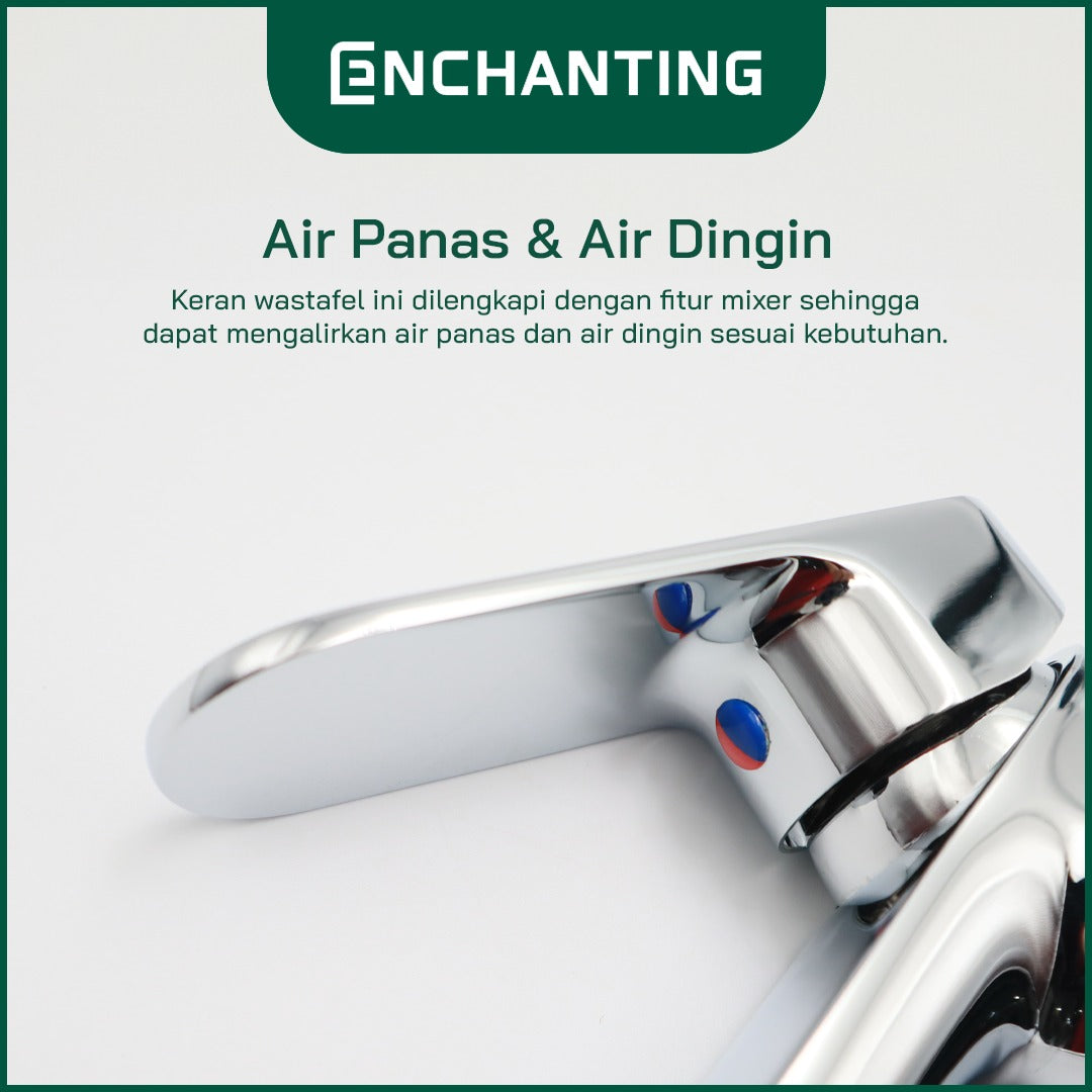 ENCHANTING Keran Air Wastafel Tanam Dingin Kuningan Kran Air Tinggi CH-Y5-1BHC CHROME