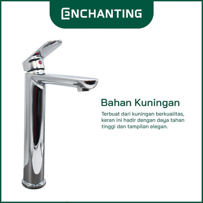 ENCHANTING Keran Air Wastafel Tanam Dingin Kuningan Kran Air Tinggi CH-Y5-1BHC CHROME