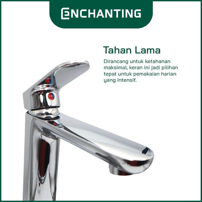 ENCHANTING Keran Air Wastafel Tanam Dingin Kuningan Kran Air Tinggi CH-Y5-1BHC CHROME