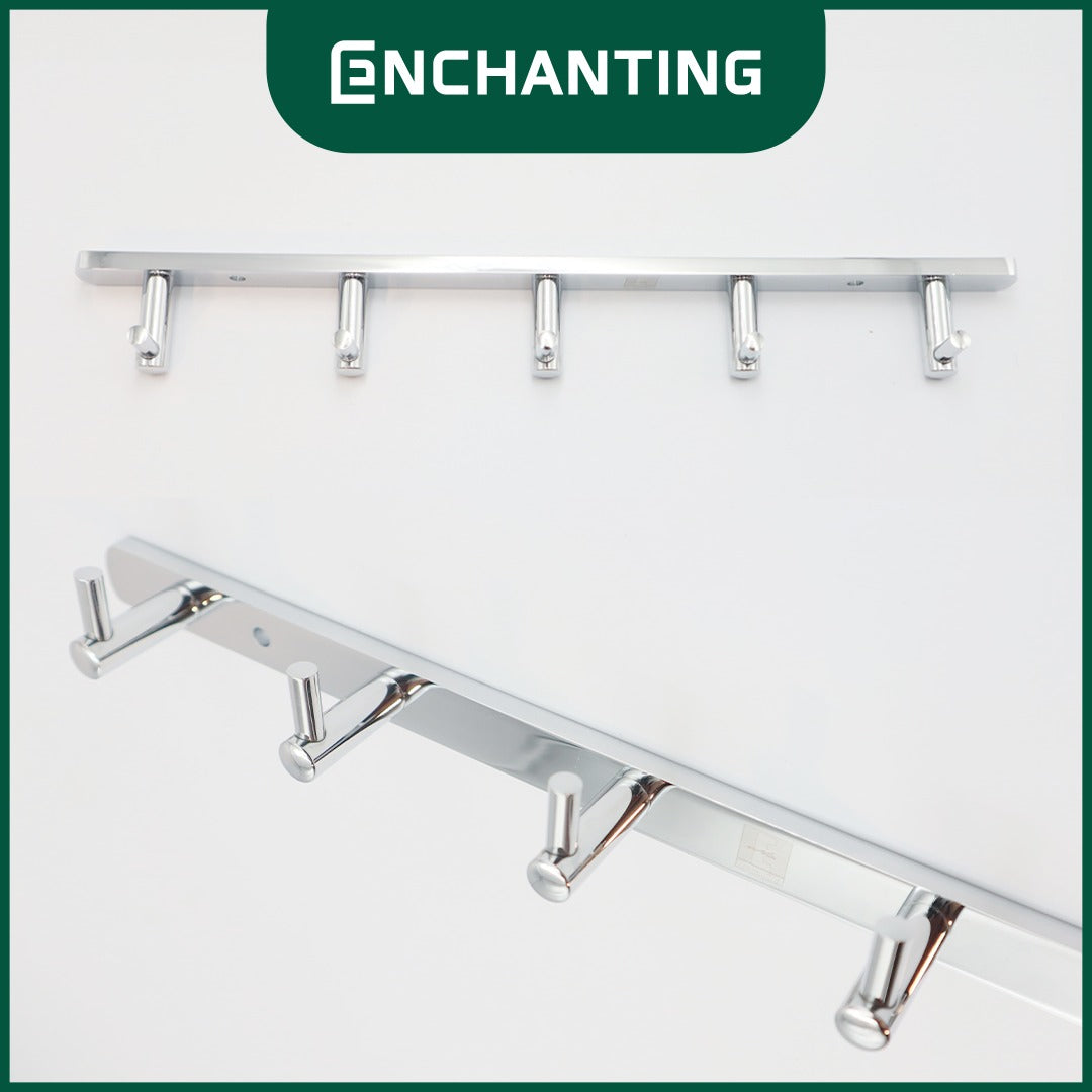 ENCHANTING Gantungan Baju Handuk Kamar Mandi Chrome Robe Hook Stainless Steel 5 Hook Minimalis Tahan Lama Europe Enchanting E161