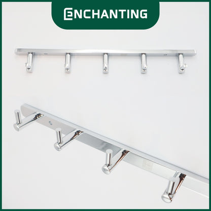 ENCHANTING Gantungan Baju Handuk Kamar Mandi Chrome Robe Hook Stainless Steel 5 Hook Minimalis Tahan Lama Europe Enchanting E161