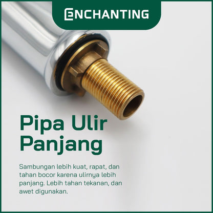 ENCHANTING Keran Air Wastafel Tanam Dingin Brass Material Kran Air Tinggi Kamar Mandi Chrome E1503