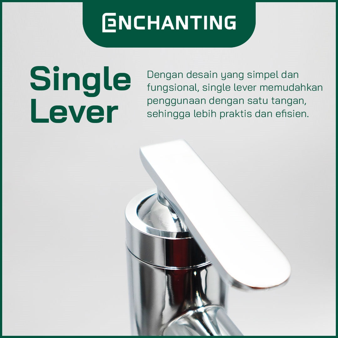 ENCHANTING Keran Air Wastafel Tanam Dingin Brass Material Kran Air Tinggi Kamar Mandi Chrome E1503