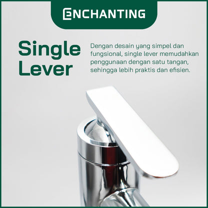 ENCHANTING Keran Air Wastafel Tanam Dingin Brass Material Kran Air Tinggi Kamar Mandi Chrome E1503