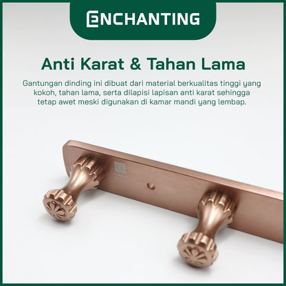 ENCHANTING Towel Hook Gantungan Baju Handuk Kamar Mandi Rose Gold Robe Hook Stainless Steel 4 Hook Minimalis Tahan Lama Europe Enchanting E1108 - 4 Hook