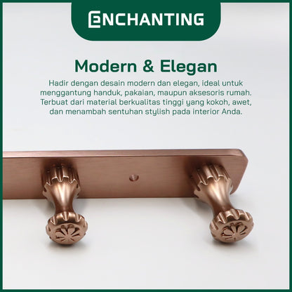 ENCHANTING Towel Hook Gantungan Baju Handuk Kamar Mandi Rose Gold Robe Hook Stainless Steel 4 Hook Minimalis Tahan Lama Europe Enchanting E1108 - 4 Hook