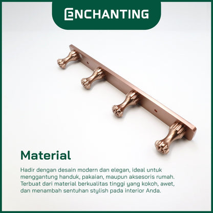 ENCHANTING Towel Hook Gantungan Baju Handuk Kamar Mandi Rose Gold Robe Hook Stainless Steel 4 Hook Minimalis Tahan Lama Europe Enchanting E1108 - 4 Hook