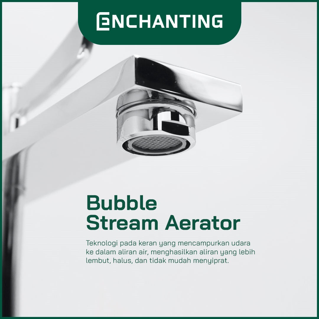 ENCHANTING Keran Air Wastafel Tanam Panas Dingin Chrome Brass Material Kran Air Tinggi E306