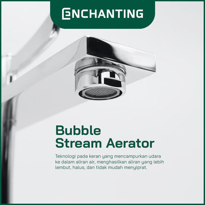 ENCHANTING Keran Air Wastafel Tanam Panas Dingin Chrome Brass Material Kran Air Tinggi E306