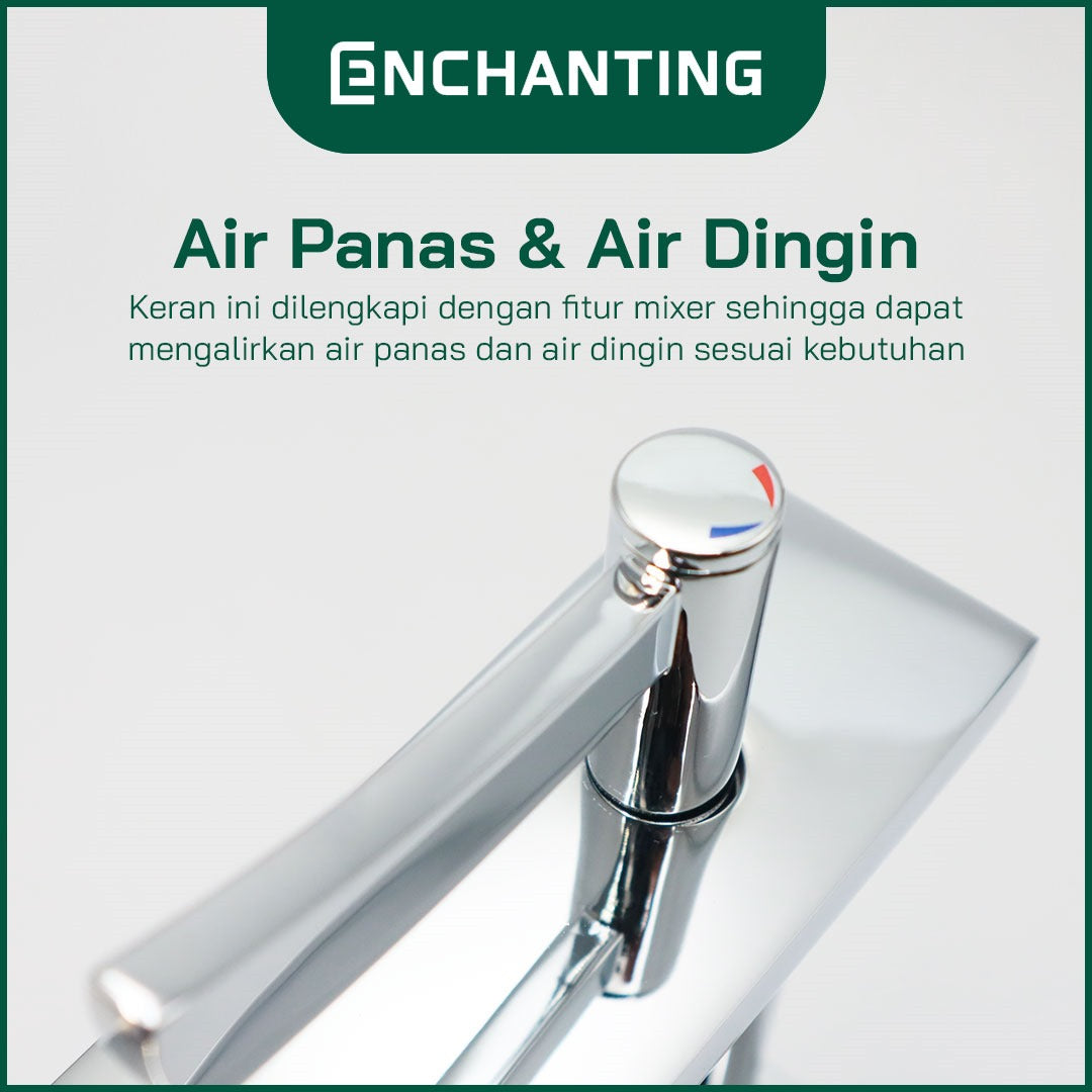 ENCHANTING Keran Air Wastafel Tanam Panas Dingin Chrome Brass Material Kran Air Tinggi E306