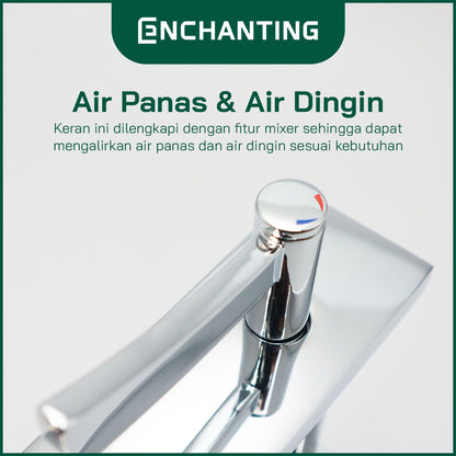 ENCHANTING Keran Air Wastafel Tanam Panas Dingin Chrome Brass Material Kran Air Tinggi E306