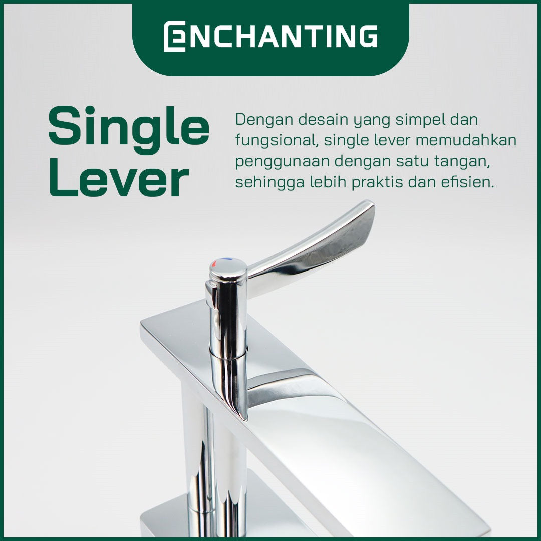 ENCHANTING Keran Air Wastafel Tanam Panas Dingin Chrome Brass Material Kran Air Tinggi E306