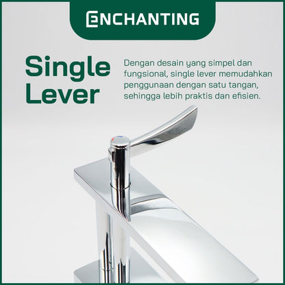 ENCHANTING Keran Air Wastafel Tanam Panas Dingin Chrome Brass Material Kran Air Tinggi E306