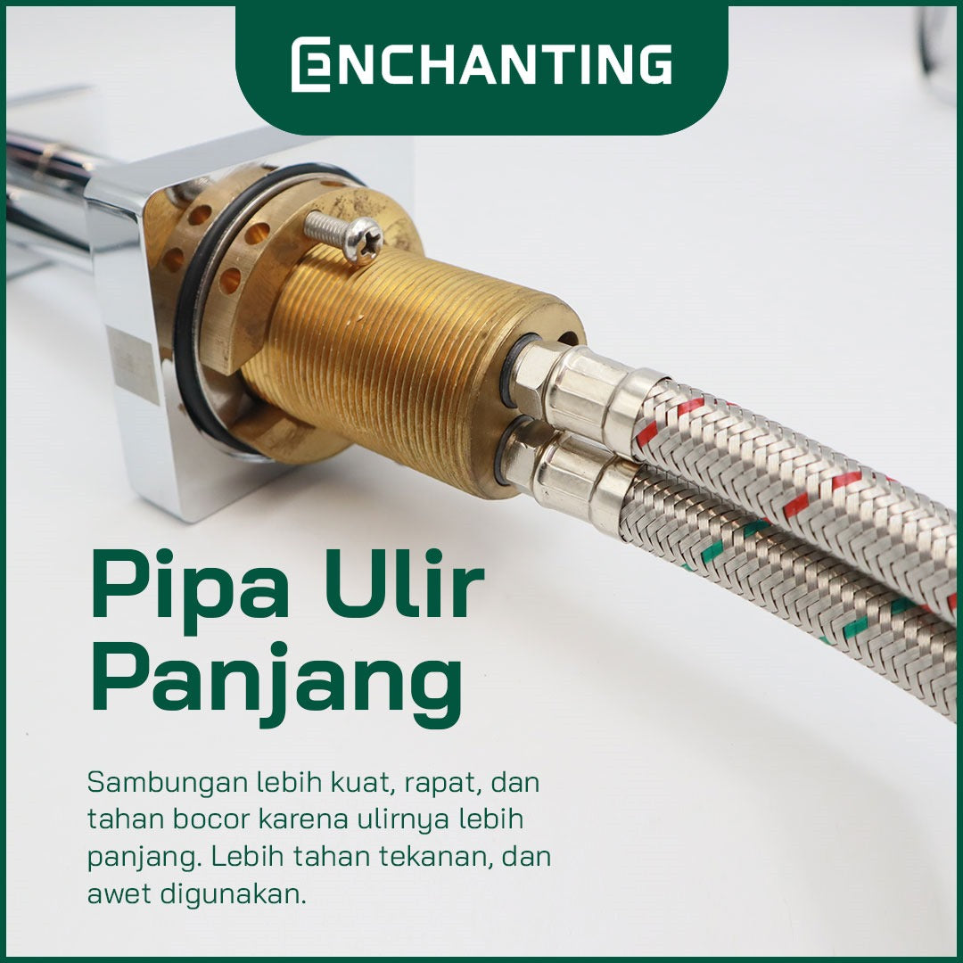 ENCHANTING Keran Air Wastafel Tanam Panas Dingin Chrome Brass Material Kran Air Tinggi E306
