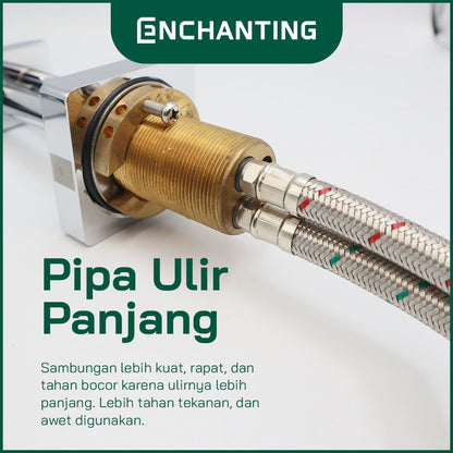 ENCHANTING Keran Air Wastafel Tanam Panas Dingin Chrome Brass Material Kran Air Tinggi E306
