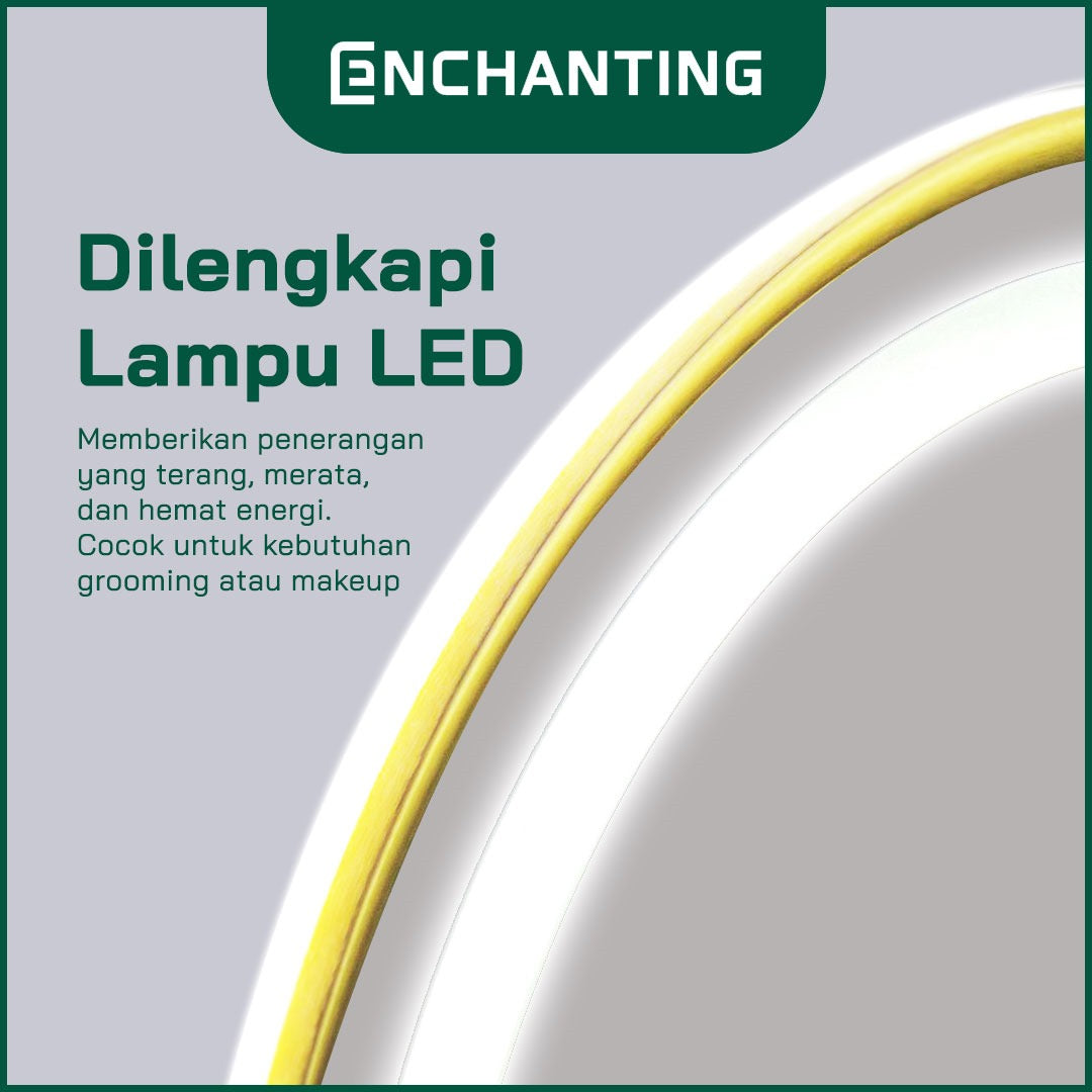 ENCHANTING Cermin/Mirror Bulat LED Digital Black Golden Gun Grey Sensor Kaca Wastafel Europe Enchanting L19