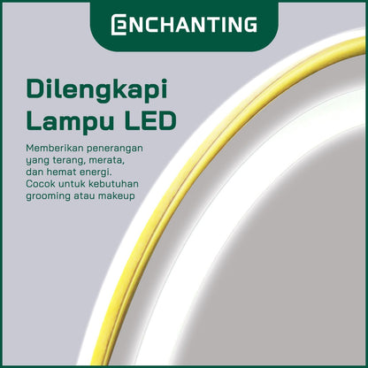 ENCHANTING Cermin/Mirror Bulat LED Digital Black Golden Gun Grey Sensor Kaca Wastafel Europe Enchanting L19