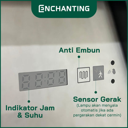 ENCHANTING Cermin/Mirror Bulat LED Digital Black Golden Gun Grey Sensor Kaca Wastafel Europe Enchanting L19